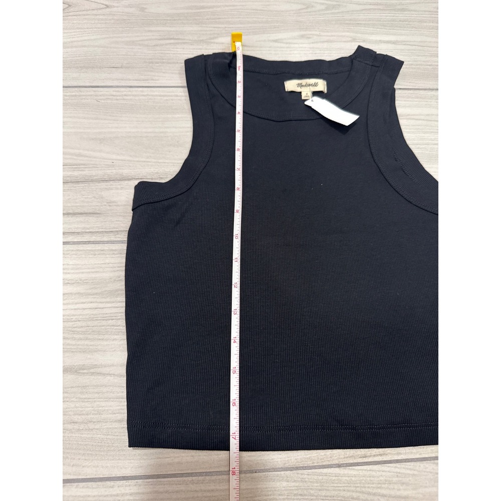 Madewell Brightside High-Neck Tank Top Black Ribbed Crop Small NWT - Picture 4 of 5